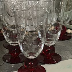 Princess House Red Footed Glasses 