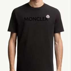 Moncler Flocked Logo Shirt. Size Large .Blue