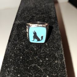 New Silver howling wolf ring size 9