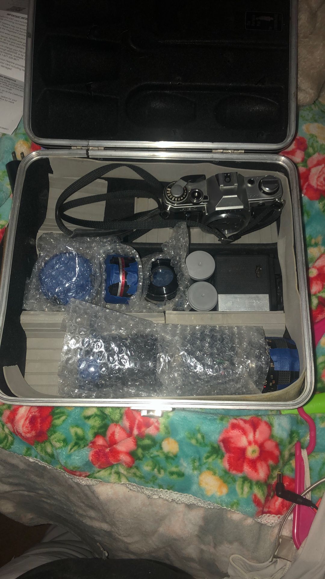 35 Mm Camera W/ 6 Lens And Added On Flash+ 2 Rolls Of Film