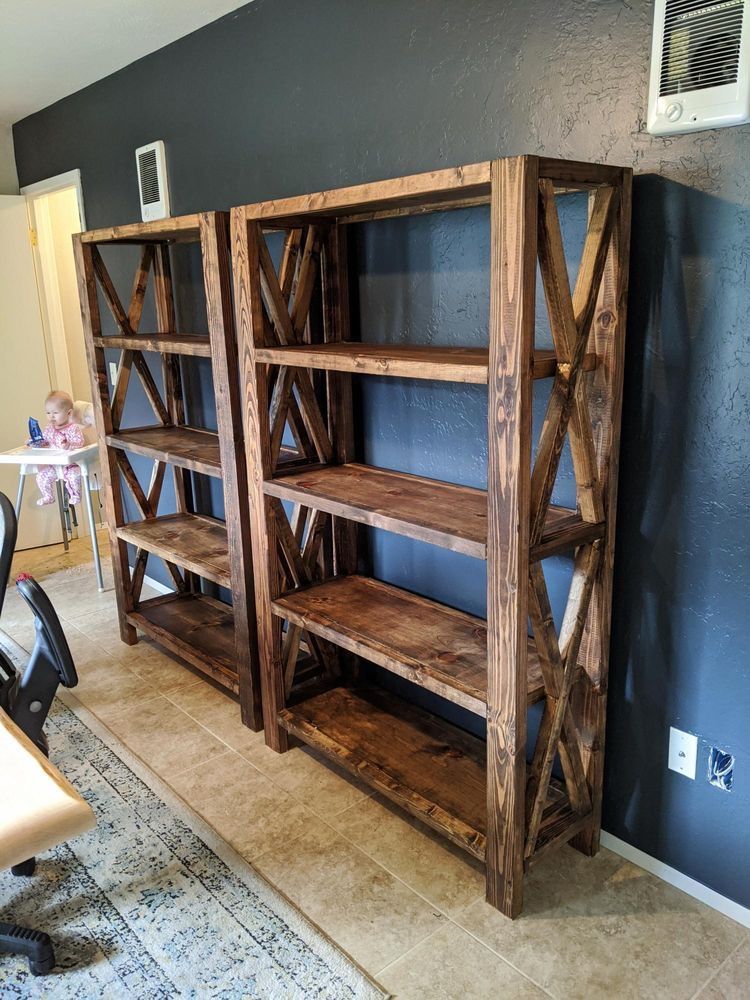 Custom bookshelves bookshelf Office Furniture Desk Modern Rustic Farm