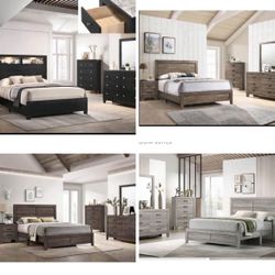 4- Pc Bedroom set Dresser,Mirror  Nightstand (1) Queen size bed frame  Not including Mattress and Box Sp