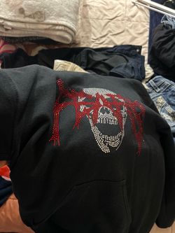 Black Rhinestone Skull Graphic Hoodie