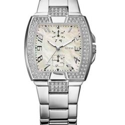 Guess unisex silver chronograph diamond stone watch