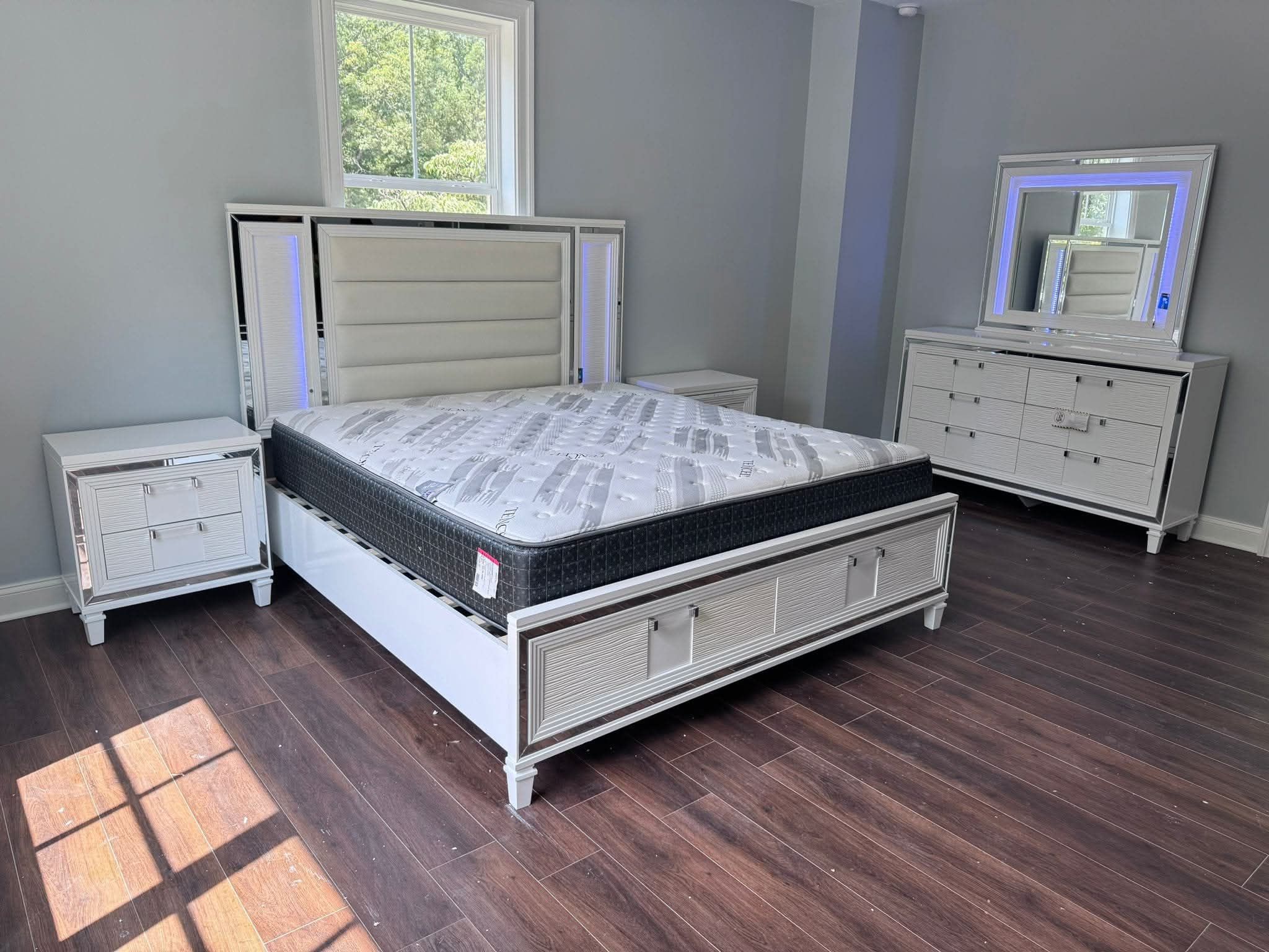 Queen Size Bed with LED Lights and Drawers ‼️Special Offer‼️. $50 down payment