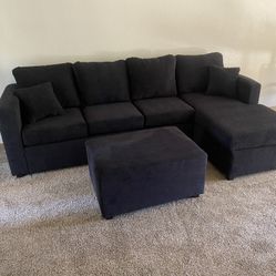 Black Sectional With Ottoman ‼️take It Home With $39 Easy Approval ‼️