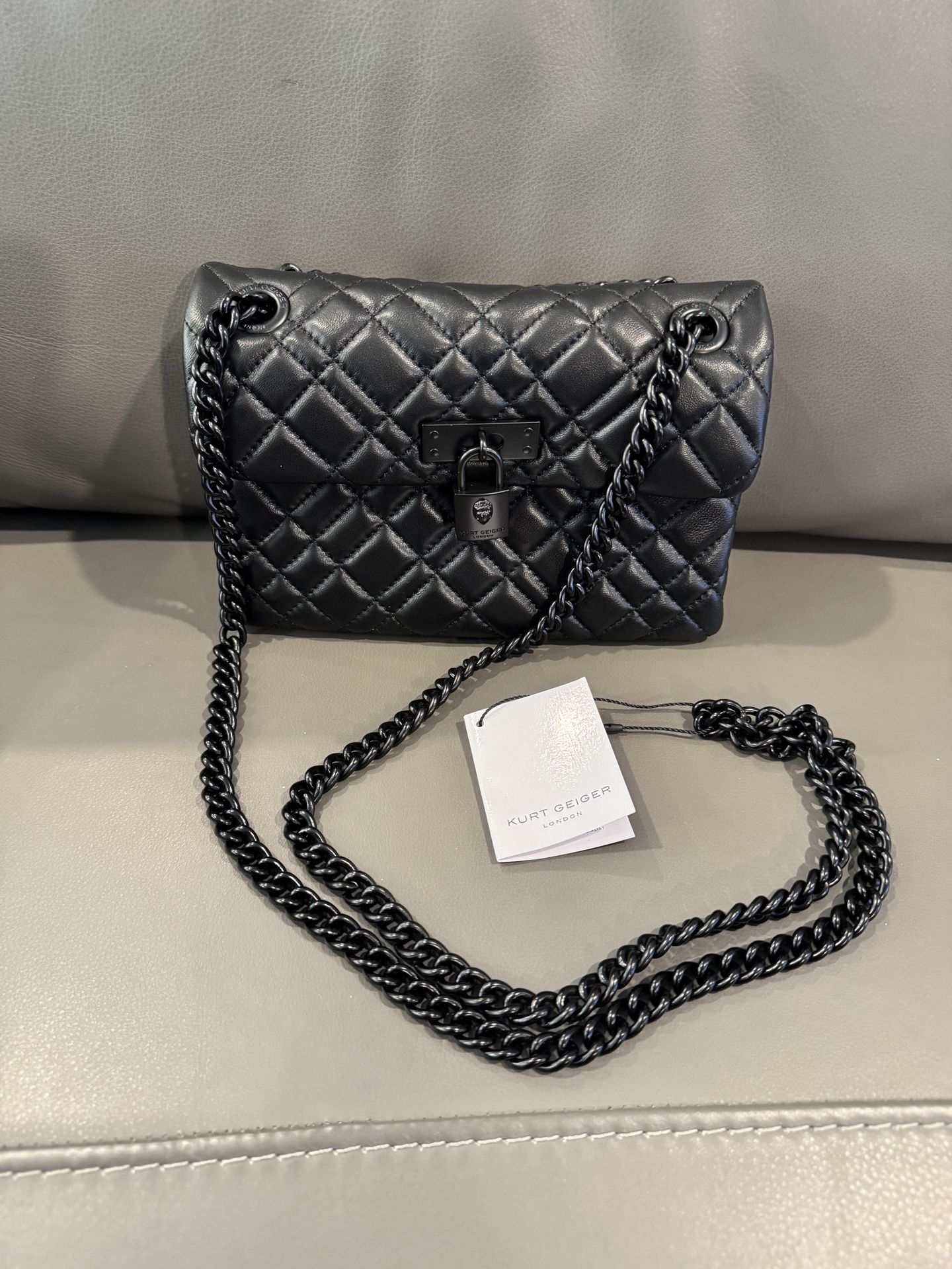 NWT Authentic Kurt Geiger Mini Brixton Drench Leather Shoulder Bag Black