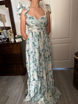 Lulus Floral Ruffle Maxi Dress-Size XS