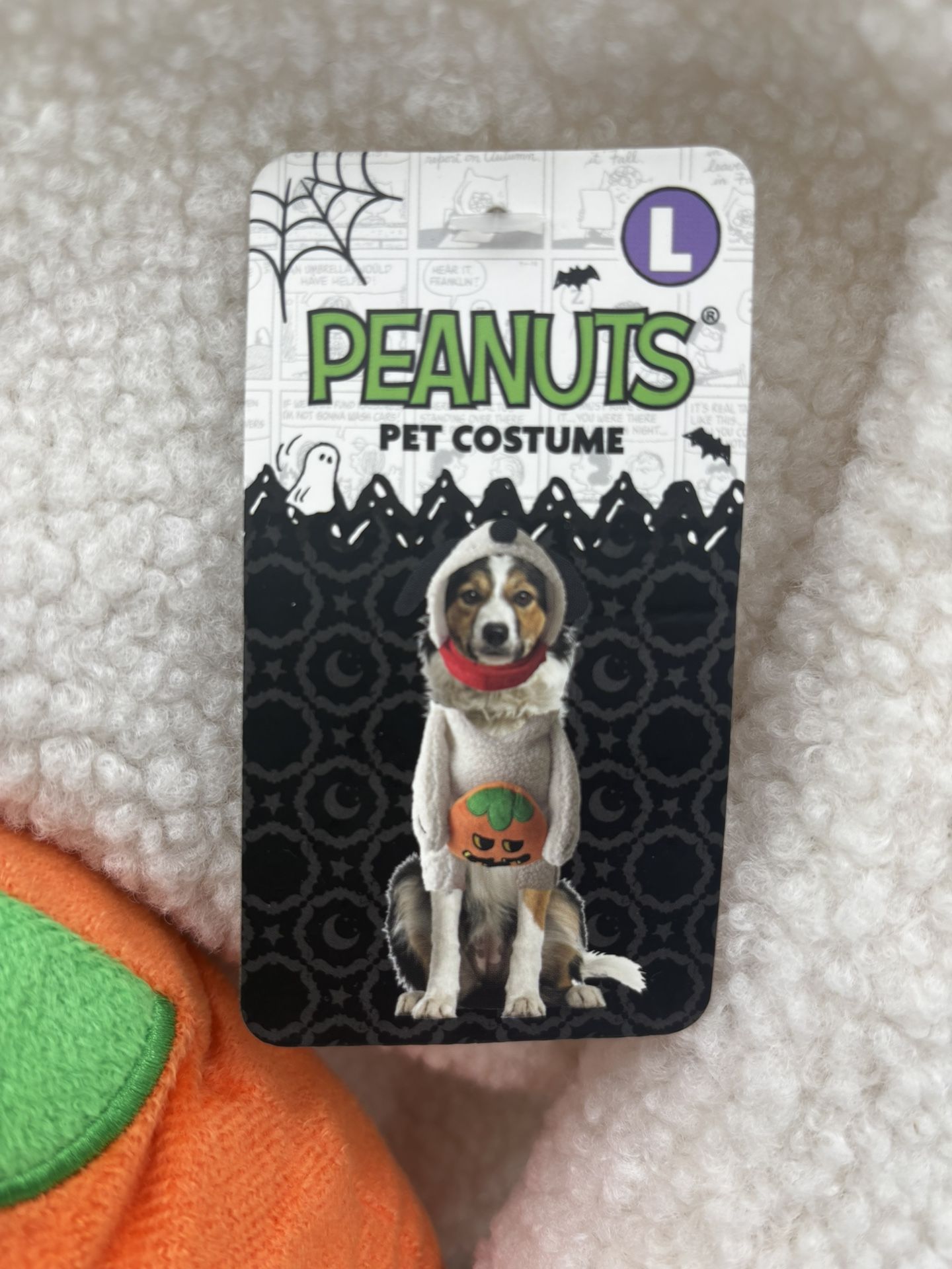 NWT 2pc Snoopy Dog Halloween Costume Holding Pumpkin Size Large