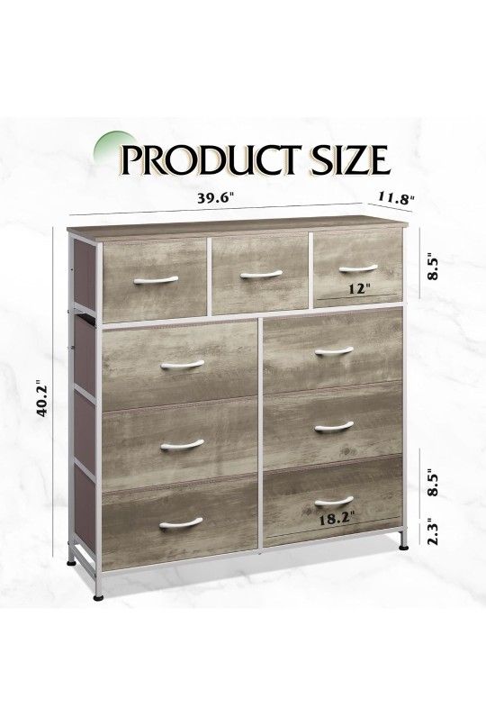 Dresser tv stand
9 fabric drawer in greige color, wood top, metal frame
Brand new in the box $85