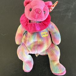 TY Beanie Baby January Birthday Bear Pink 