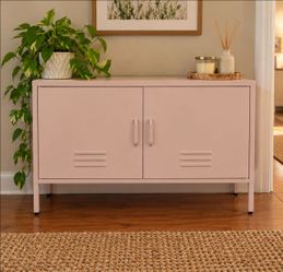 Pink Metal Two-Door Storage Cabinet