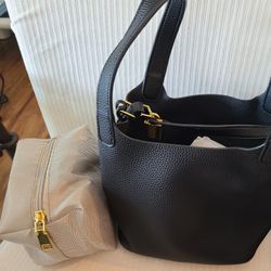 New Black Tote Bag with Small Zip Bag