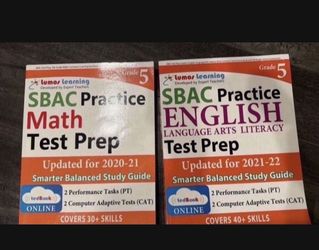 Grade 5 SBAC Math & English Test Prep 2021-22 Like New No Writing Summer Prep