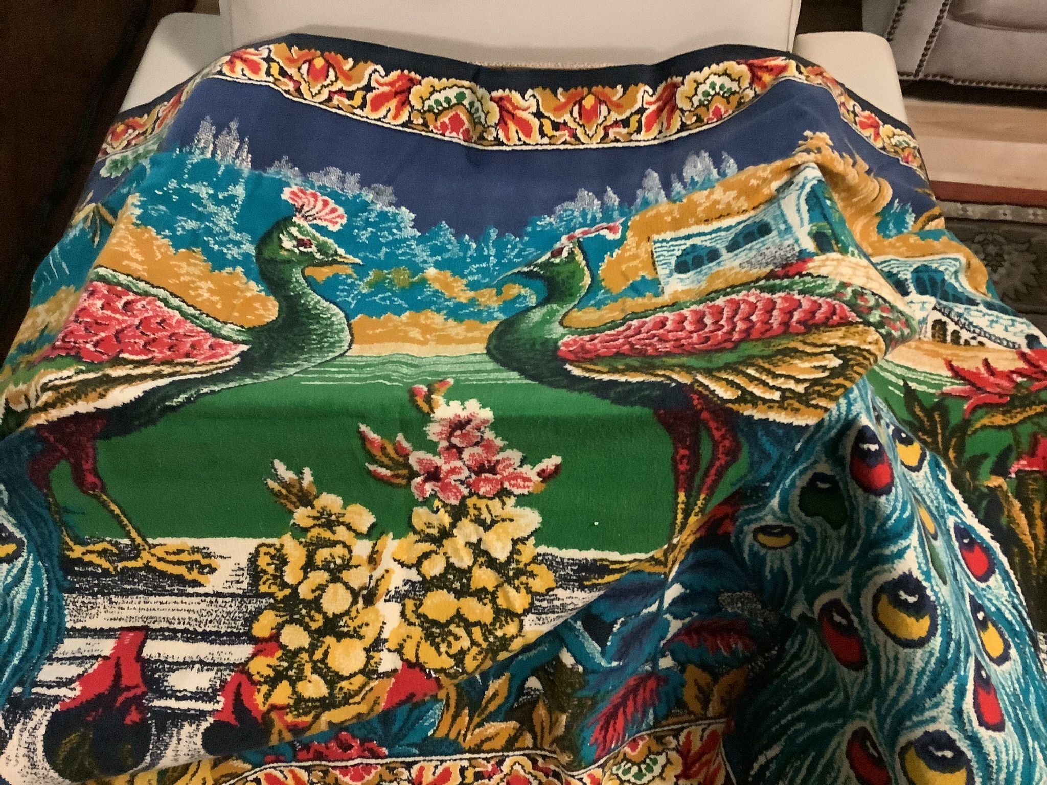 Vintage Peacock Tapestry