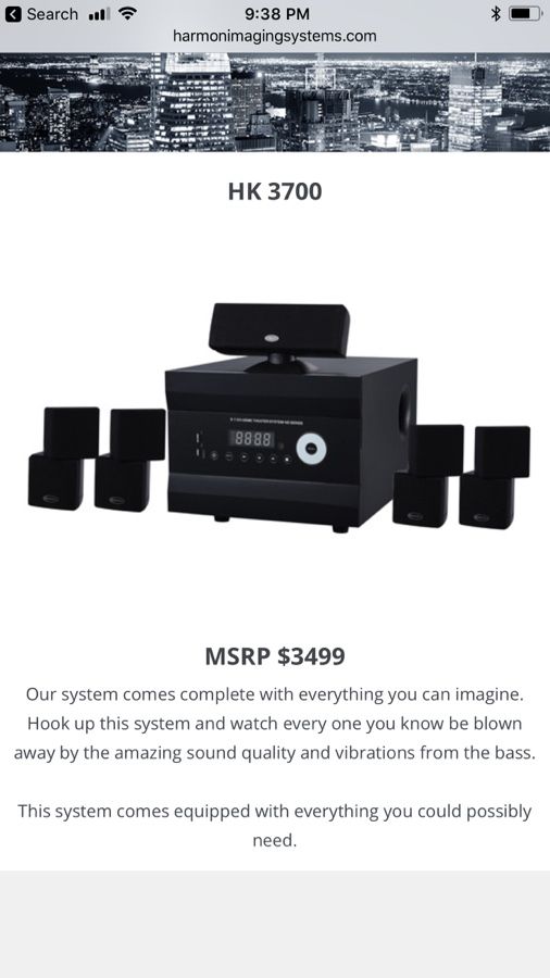 Harmon imaging Bluetooth surround sound. Projector and 72” screen