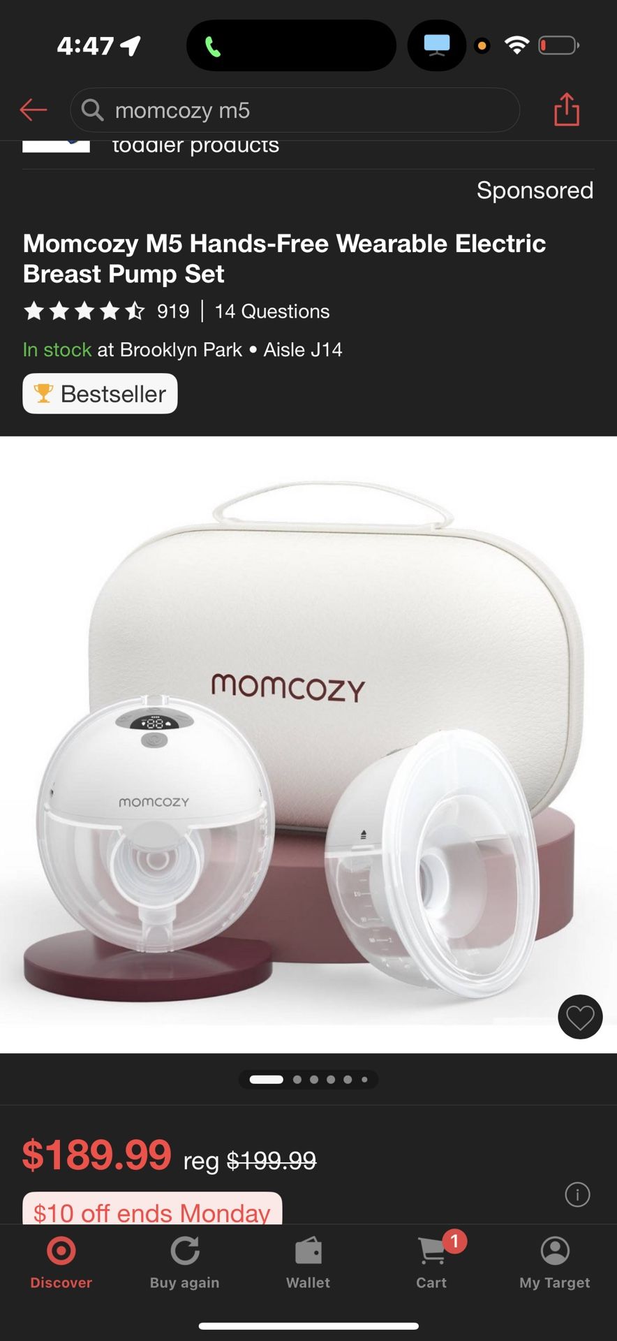 Momcozy M5 Hands-Free Wearable Electric Breast Pump Set