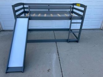 Hard Wood Twin Size Low Loft Bed with
Ladder and Slide