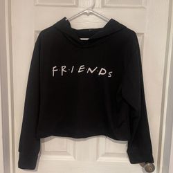 Friends black cropped hoodie sweatshirt size xl