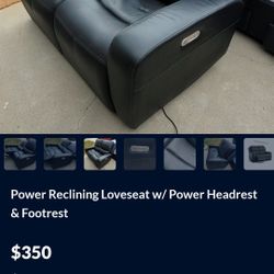 Electric Power Reclining Loveseat w/ Power Headrest & Footrest