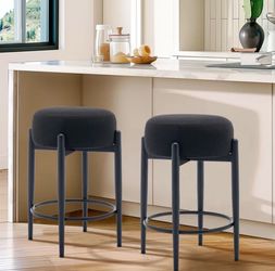 NEW: (Set of 2) 24” Upholstered Round Counter Stool