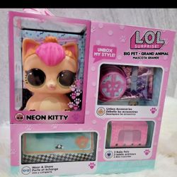 LOL Surprise Big Pet Neon Kitty Kids Gift Set New 