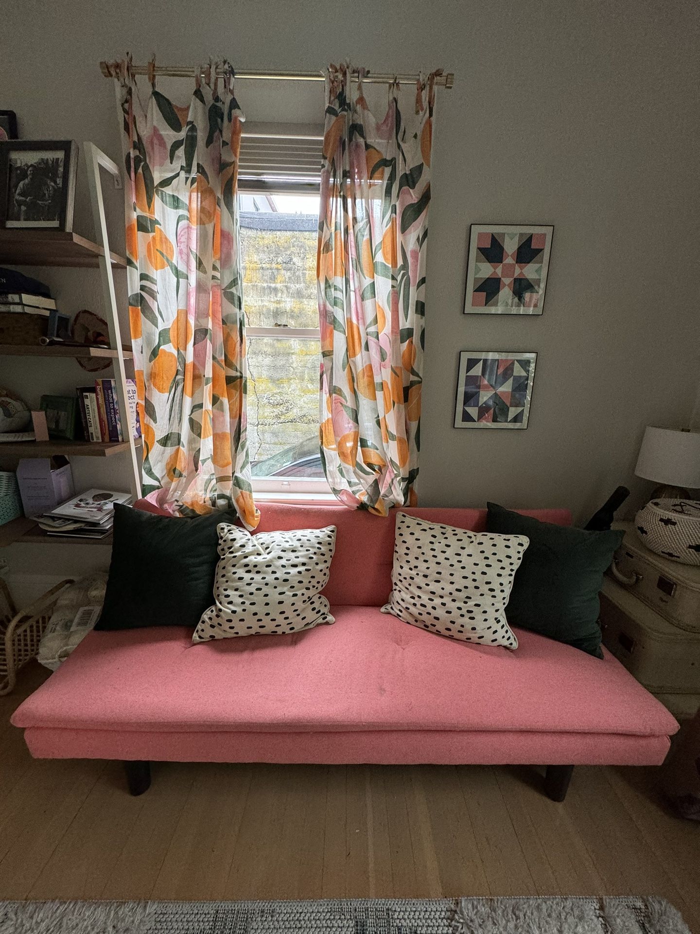  Cute Pink MCM Couch - Folds Down Into Bed