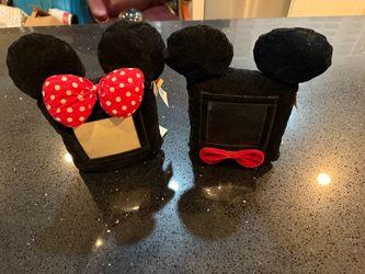Vintage Disney Store Mickey and Minnie Mouse Plush Photo Frames (New With Tags)