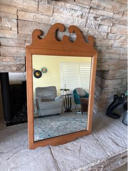 Vintage colonial chippendale revival maple mirror