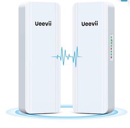 UeeVii 2.4G & 5G Dual Band Wireless Bridge, IP65 Outdoor Point to Point WiFi Bridge CPE5824 with 2 1000Mbps RJ45 Port,16dBi High-Gain Antenna, 5KM Lon