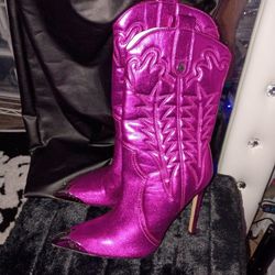 FASHION NOVA SIZE 7 PINK COWGIRL BOOTS SMALL FLAW 