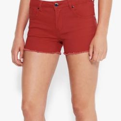 BEBE red Jean Shorts for Women size 29  Chic red jean shorts by bebe. Ideal for casual wear. Stylish and comfortable. Featuring rhinestones logo on ba