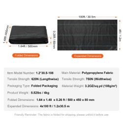 Weed Barrier Landscape Fabric, 4*100FT Heavy Duty Garden Weed Fabric, Woven PP Weed Control Fabric, Driveway Fabric, Geotextile Fabric for Landscaping