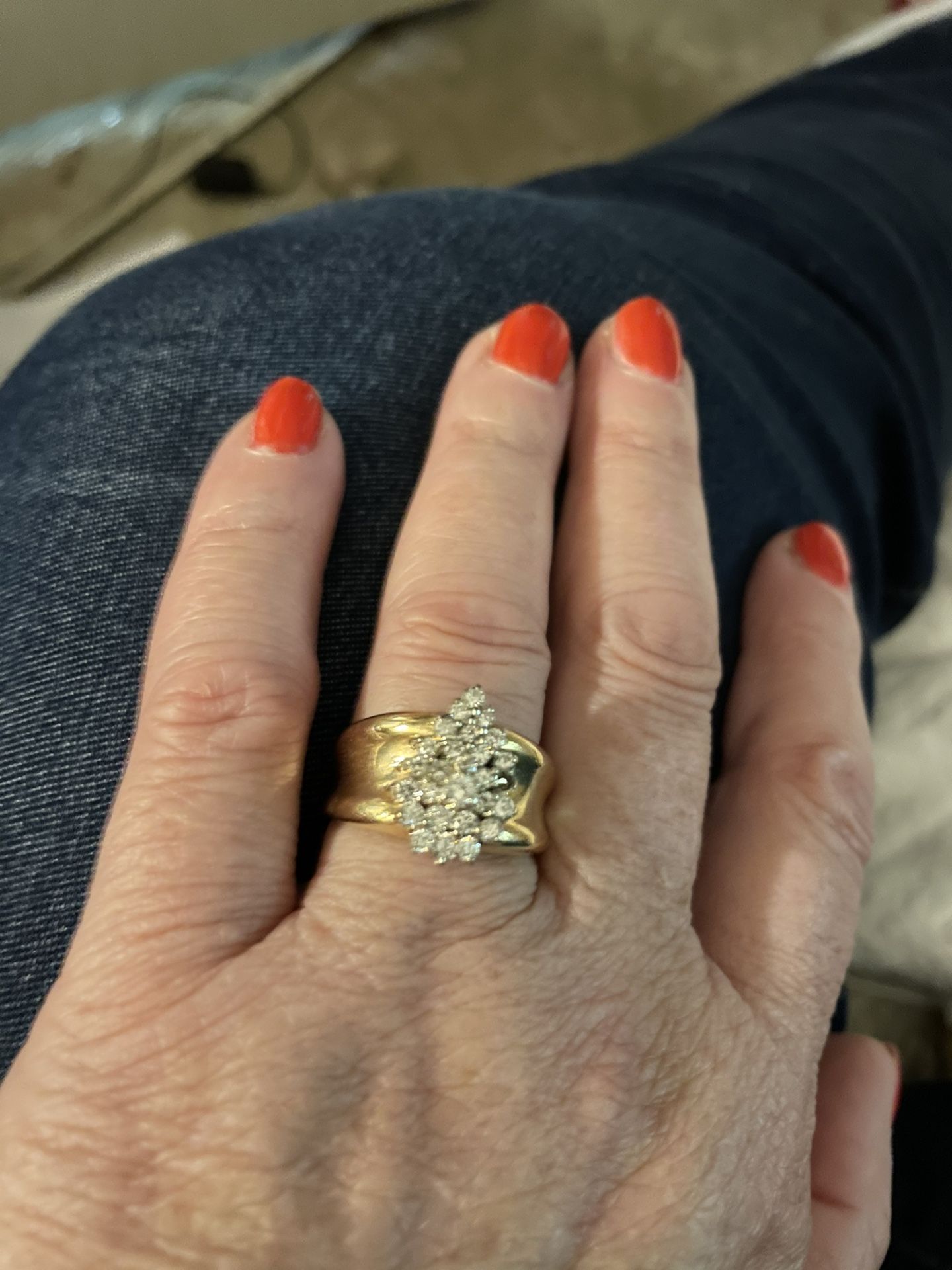 Gorgeous Vintage SOLID REAL 14K GOLD RING... 2 CARATS DIAMONDS.... Thick Wide Gold Band... Jeweler Appraised For $1,250... Selling For $699