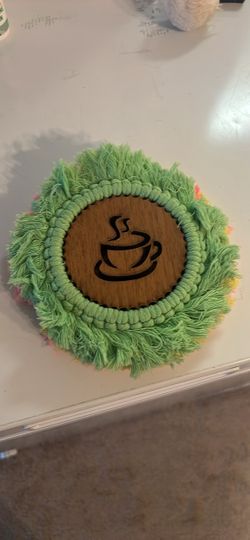 Title: Handmade Boho Macrame Coasters with Wood Insert (Set of 4)