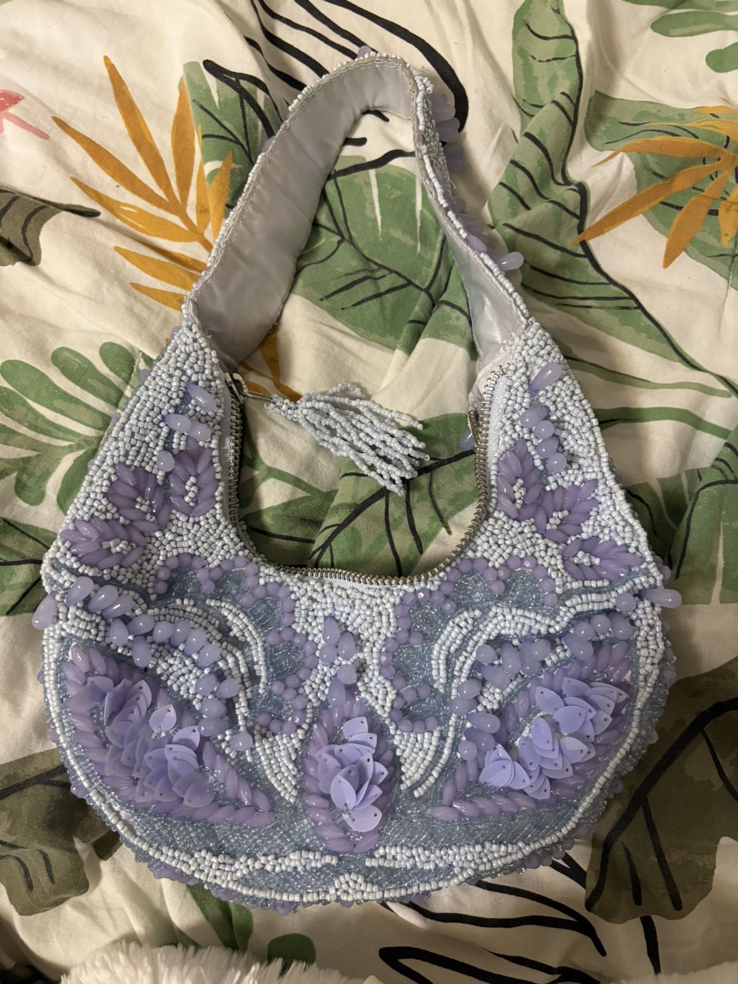 beaded lavender bag