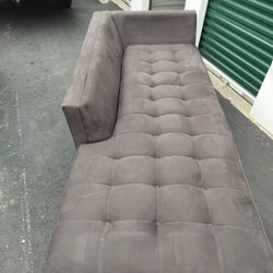 2 Piece Grey Velvet Sectional Couch