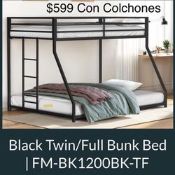 Nice New Metal Full / Twin Bunkbed With Both Nice Mattresses Included  👈🏼 
