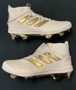 white and gold adidas baseball cleats
