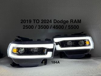 2019 TO 2024 Dodge RAM 2500 / 3500 / 4500 / 5500 Projector Headlights LED DRL Tube - Jet Black