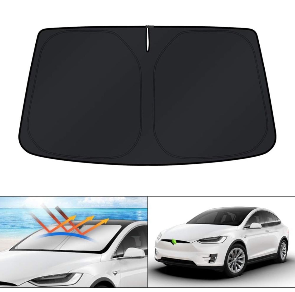 Windshield Sun Shade for 2016-2024 Tesla Model X Tesla X Accessories Sunshade Window Sun Visor Protector Foldable Blocks UV Rays Keep Your Car Cooler