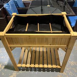 36”L 8 Grids Raised Garden Bed Elevated Planter Box Kit Wood w/Liner & Shelf