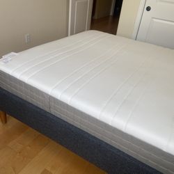 Clean IKEA HAUGESUND Queen mattress + Bed foundation 