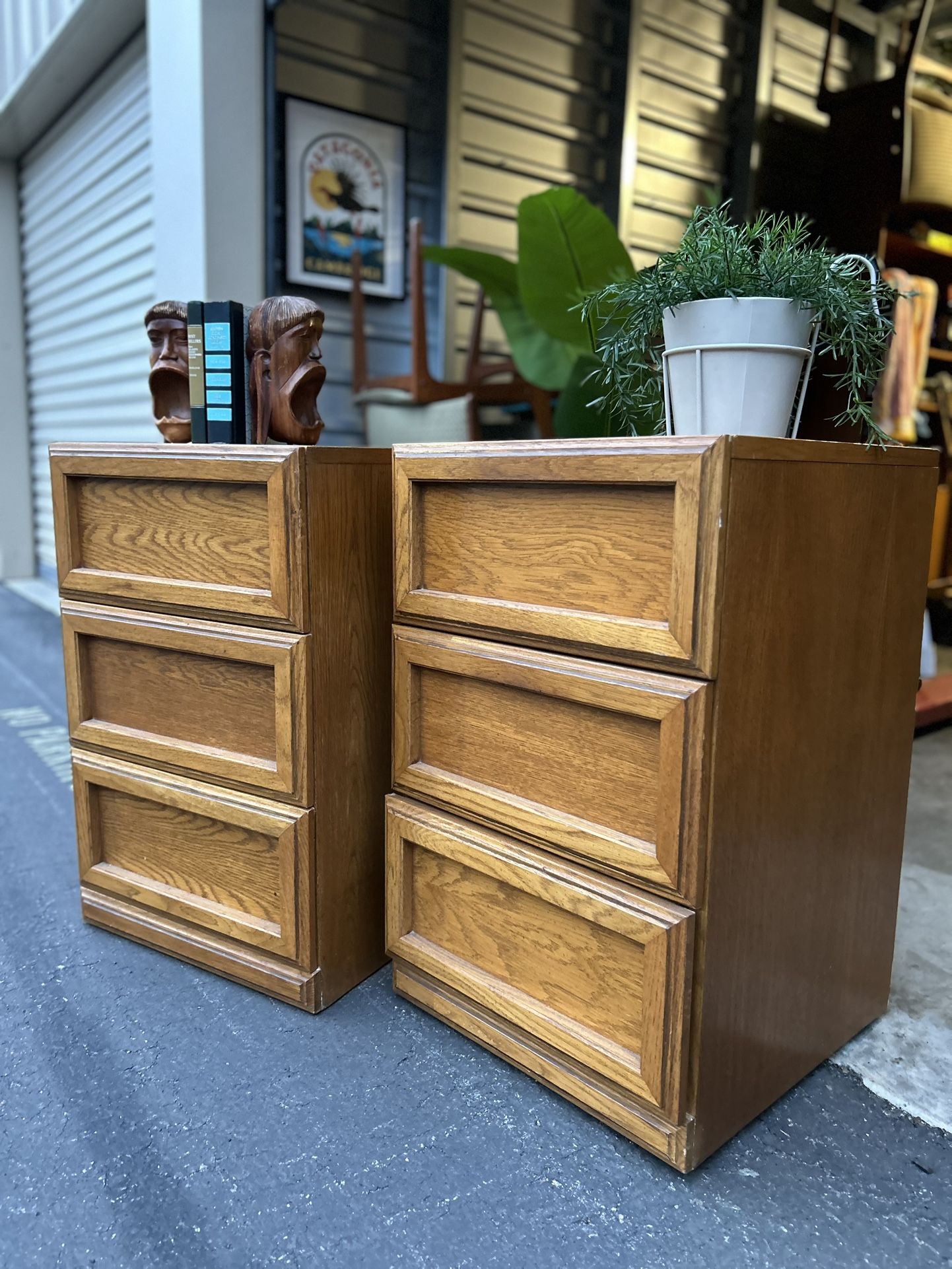 Vintage Oak Nightstands