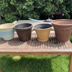 Set Of 4 Outdoor Patio Fiberglass Planter Pots Large Size