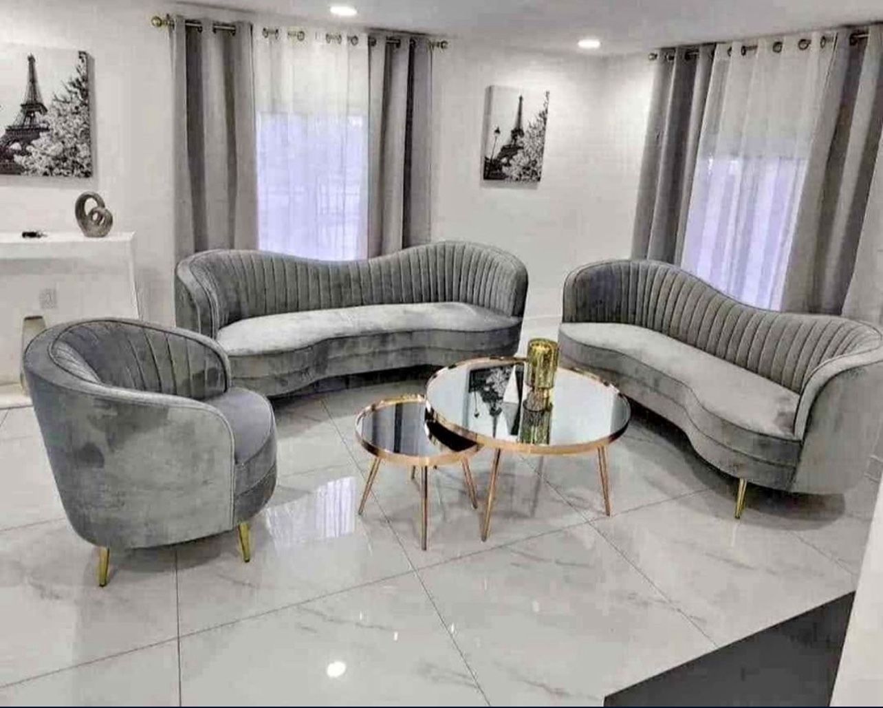 Brand New 3-piece Velvet Sofa Set- Shop Now Pay Later