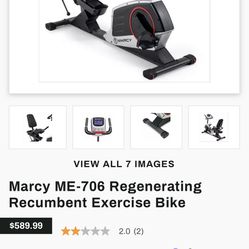 New In Box, Marcy ME-706 Regenerating Recumbent Exercise Bike