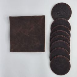 EXCLUSIVE [Hardmill x Canlis] Leather coaster set of 10 + 1 leather pan holder/hotplate