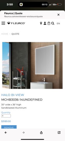 Fluerco halo Luna collection vanity medicine 30x36