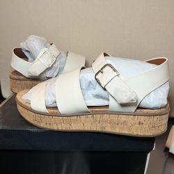 Naturalizer White Comfort Cork Platform Sandal Brooke New Womens